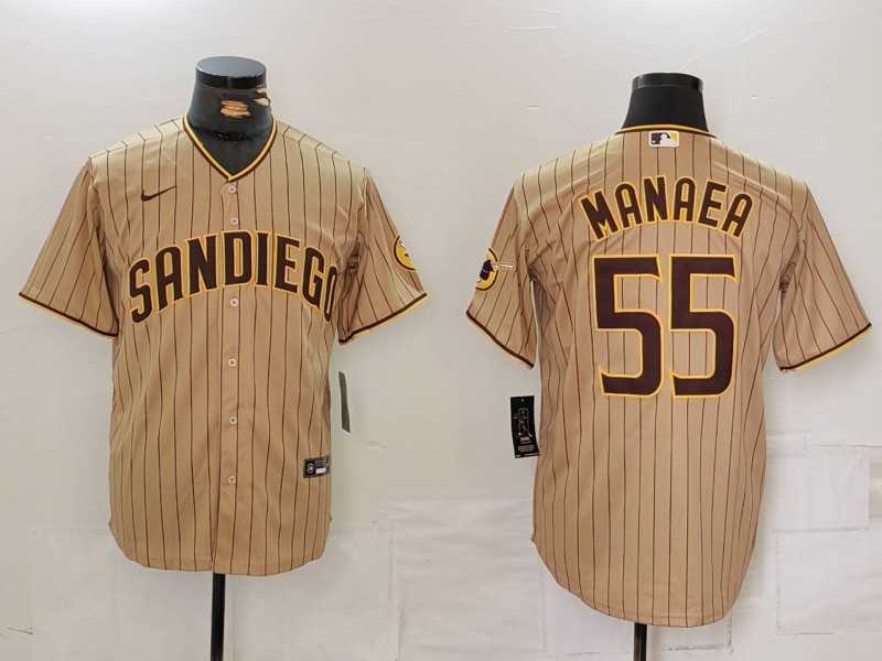 Men%27s San Diego Padres #55 Sean Manaea Khaki Cool Base Stitched Jersey->san diego padres->MLB Jersey